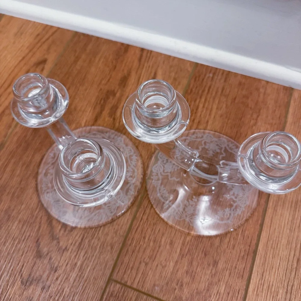 Vintage Fostoria Etched Romance Double Candle Holder‎ 5.25